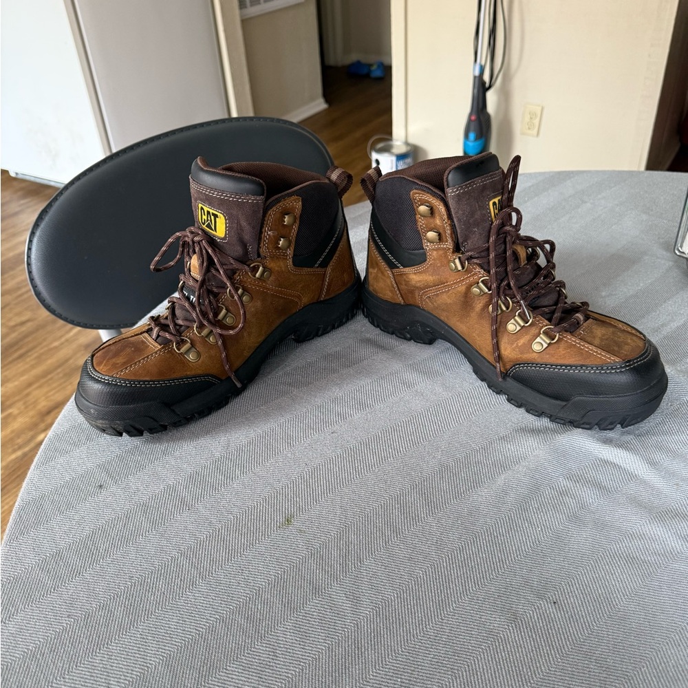 CAT Brown Leather Work Boots